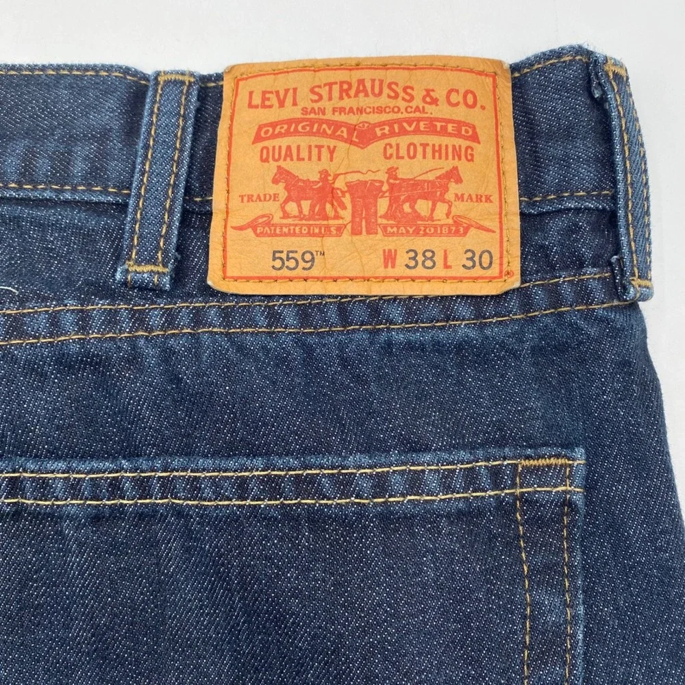 Levi's‎ 559 Relaxed Straight Jeans Mens 38x30 Dark Blue Cotton Denim Work Casual